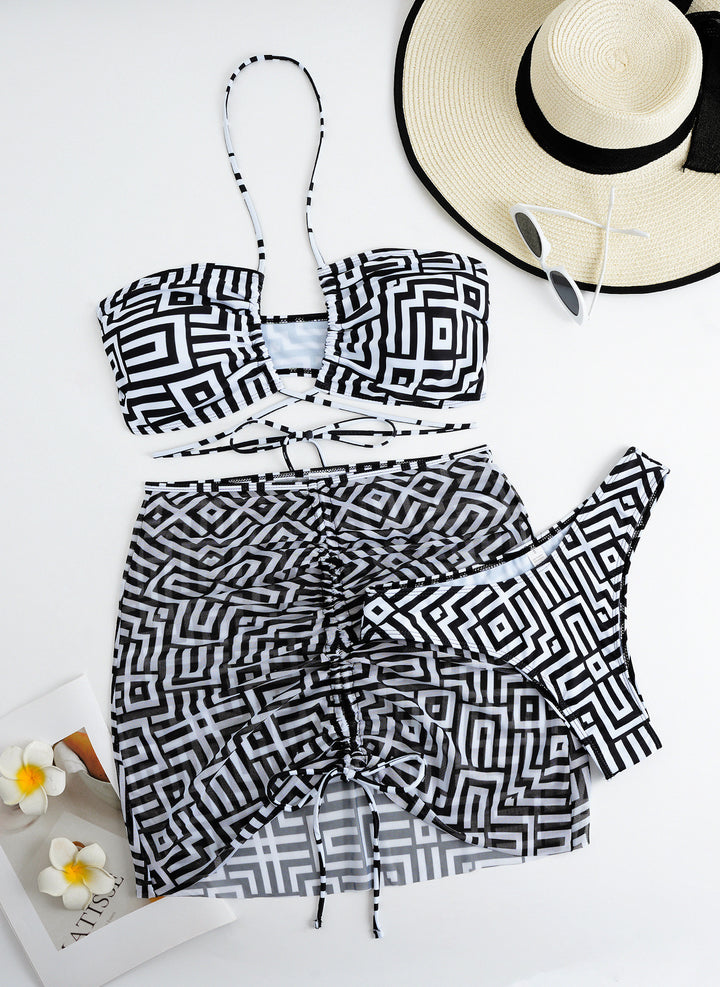 Damen Bikini-Set mit Bandeau-Top und verstellbarem Wickelrock Echo Archiv