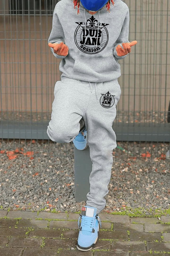 Herren Hoodie- und Jogginghose-Set mit stilvollem Grafikdruck Echoarchiv