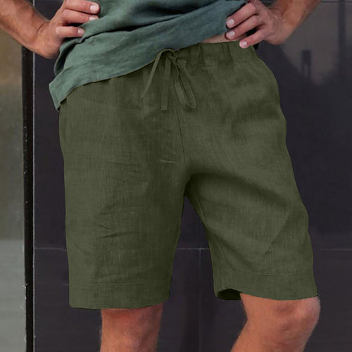 Herren luftige Leinen-Shorts mit verstellbarem Bund und Seitentaschen Echoarchiv