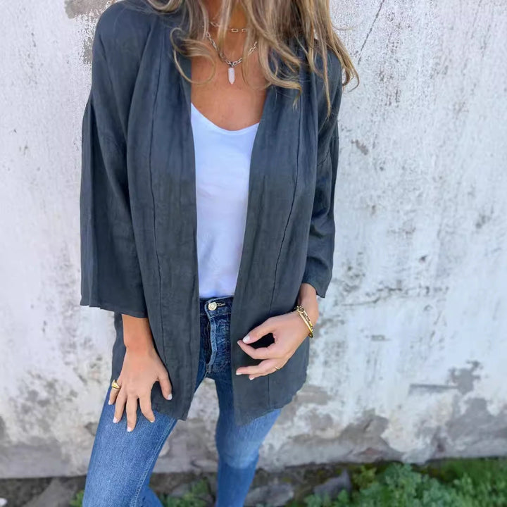 Damen lässige Sommerjacke aus leichtem Leinen Echoarchiv
