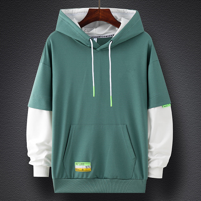 Herren Oversize-Lagenlook Kapuzenpullover mit Kontrastärmeln und Kängurutasche Echo Archiv