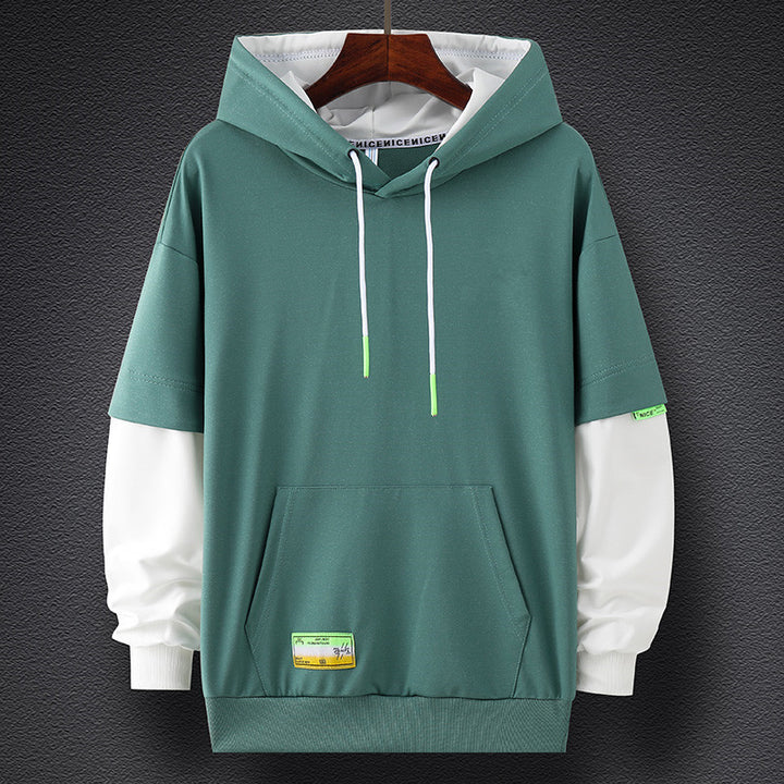Herren Oversize-Lagenlook Kapuzenpullover mit Kontrastärmeln und Kängurutasche Echo Archiv
