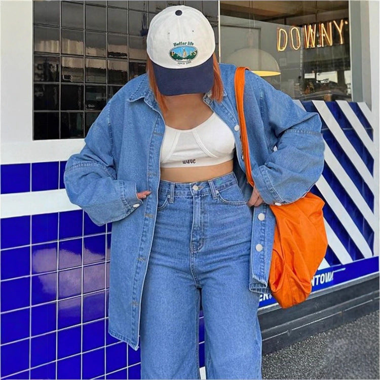 Damen Oversized Denim-Hemdjacke mit verlängertem Schnitt und kastiger Passform Echo Archiv
