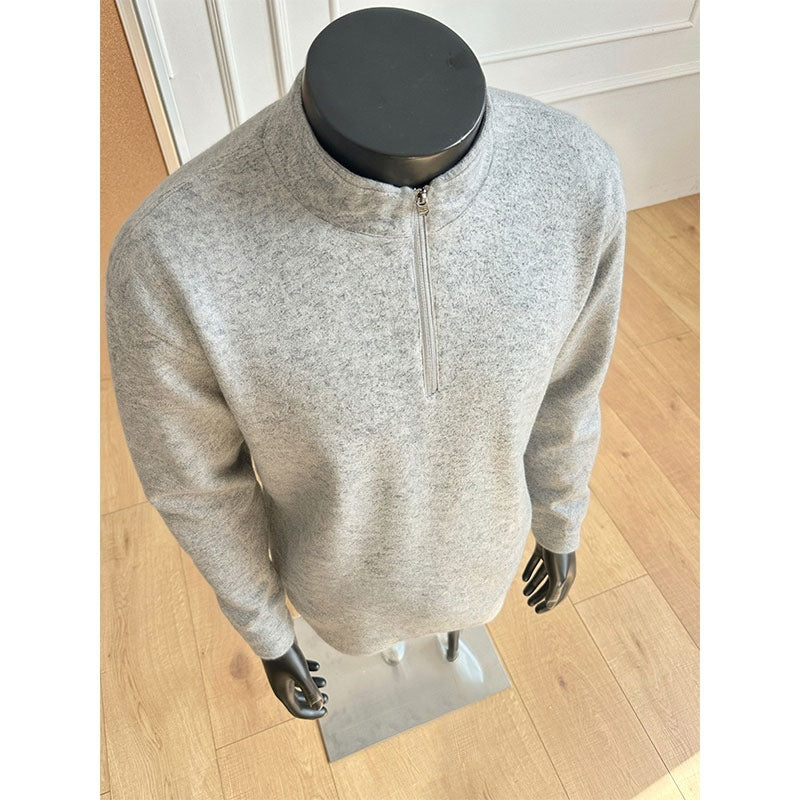 Herren Halbzip-Strickpullover mit Stehkragen und melierter Struktur Echo Archiv