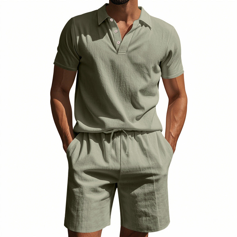 Herren Polohemd und Shorts Set aus atmungsaktivem Baumwollmix mit modernem Schnitt Echoarchiv