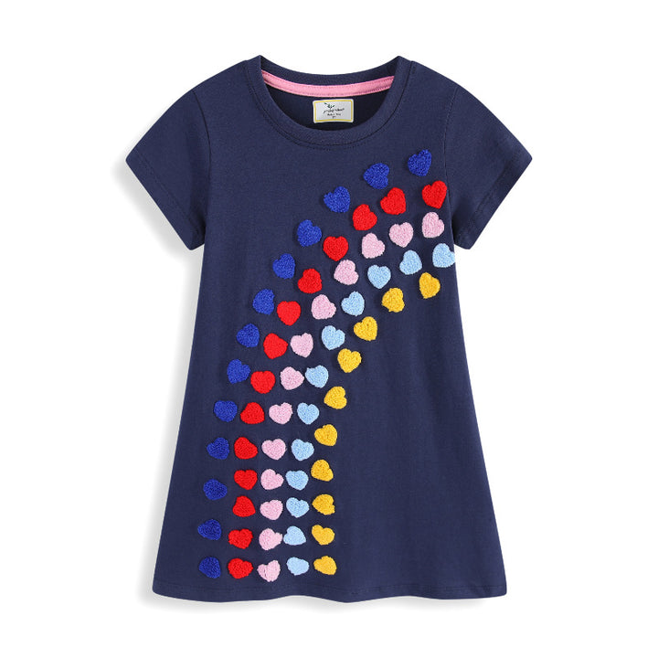 Mädchen T-Shirt Kleid mit buntem Herz-Stickdesign Echo Archiv