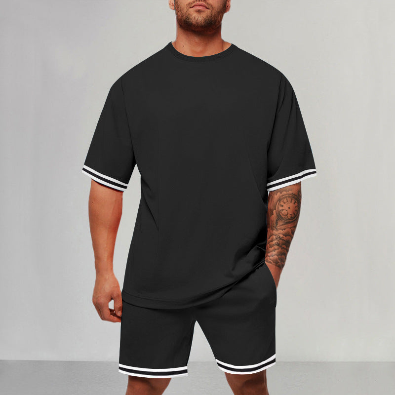 Herren Sportliches Kurzarm-Set mit Kontrastdetails Echoarchiv
