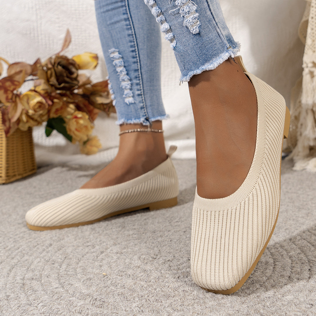 Damen Atmungsaktive Strick‑Ballerinas mit quadratischer Spitze Echo Archiv