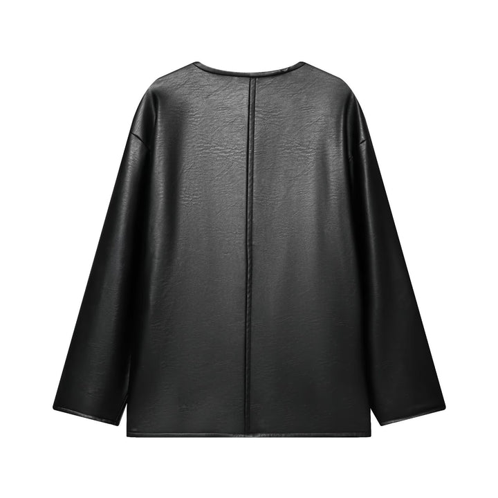 Damen Oversize Kunstlederjacke mit Kordel-Knotenverschluss und aufgesetzten Taschen Echo Archiv