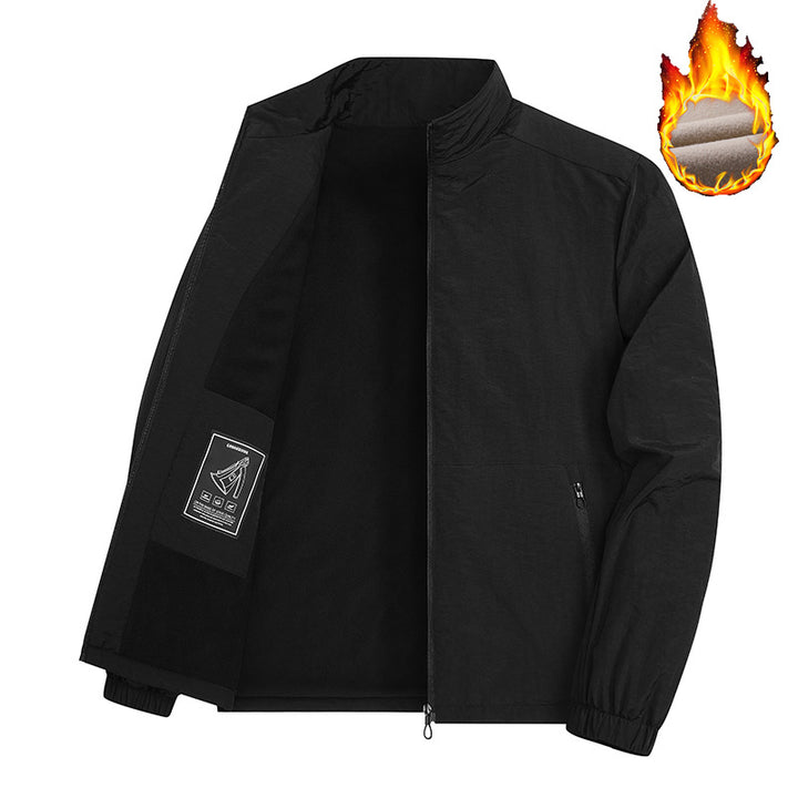 Herren Leichte winddichte Fleece‑gefütterte Übergangsjacke mit Stehkragen und Reißverschlüssen – Taviero