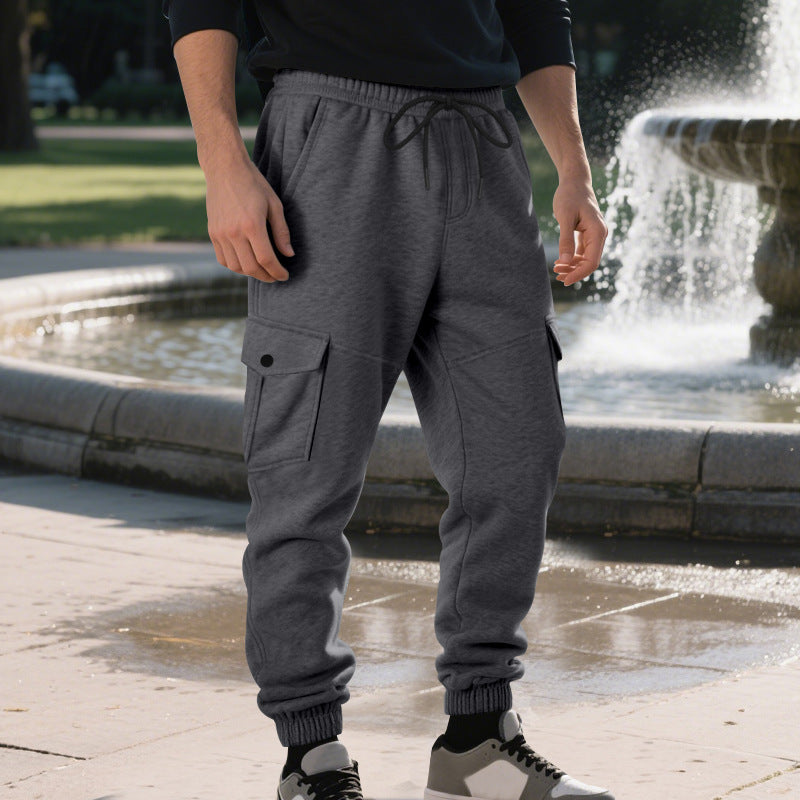Herren Funktionale Cargo-Jogginghose mit Tunnelzug, Sicherheits-Flap-Taschen und elastischem Knöchelbündchen – Bravaro