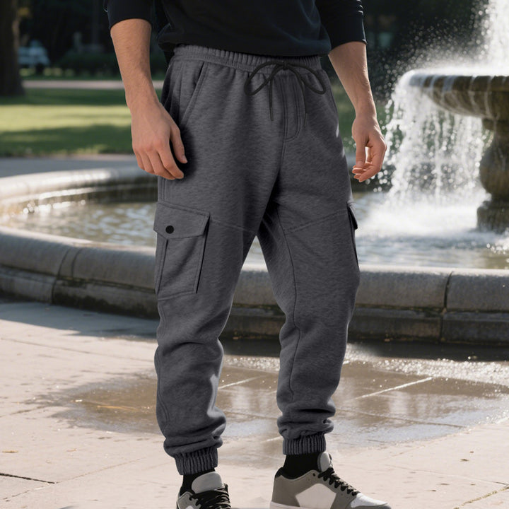 Herren Funktionale Cargo-Jogginghose mit Tunnelzug, Sicherheits-Flap-Taschen und elastischem Knöchelbündchen – Bravaro