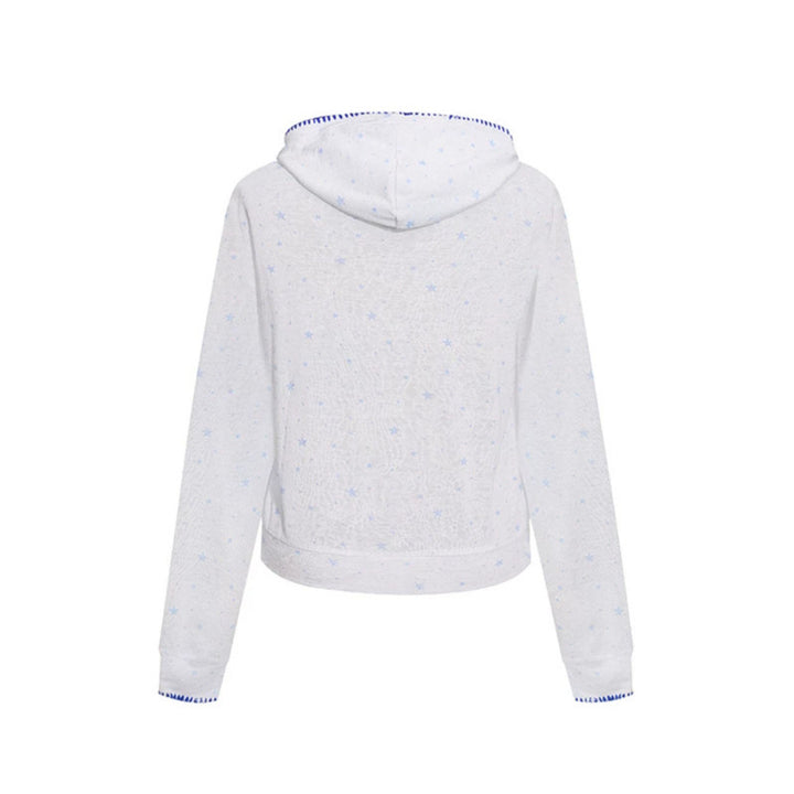Damen Leichter Kapuzen-Zipcardigan mit Sternenallover und Ziernaht Echoarchiv