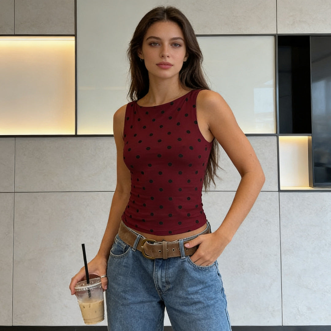 Damen ärmelloses Polka-Dots Top Echo Archiv
