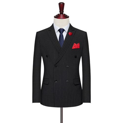 Herren Doppelreiher Blazer mit feinen Nadelstreifen – Tianoro