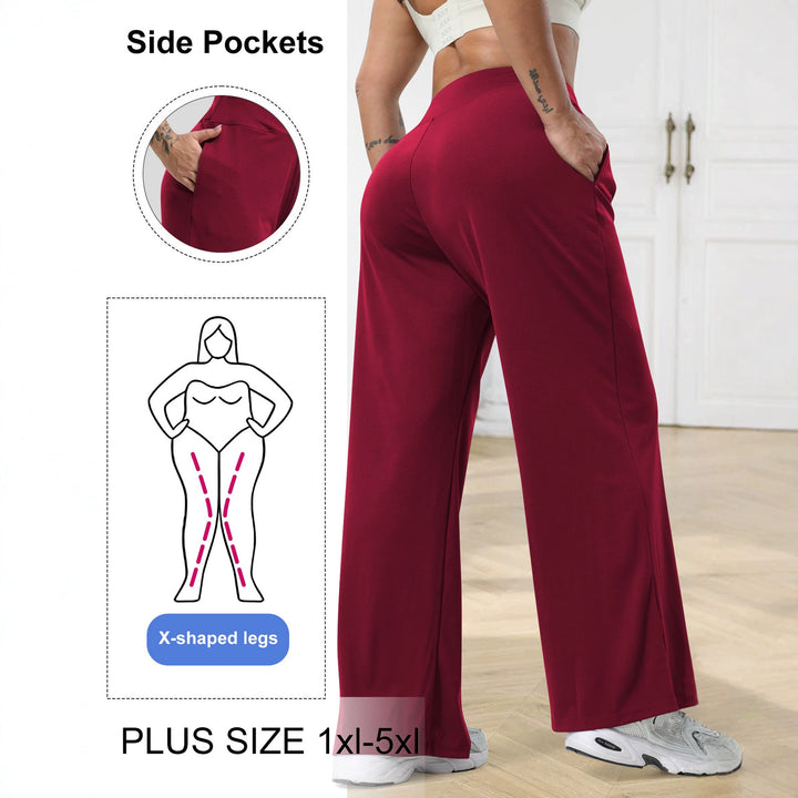 Damen Jogginghose mit hohem Bund, weitem Bein, Kordelzug und Seitentaschen – Avélisse