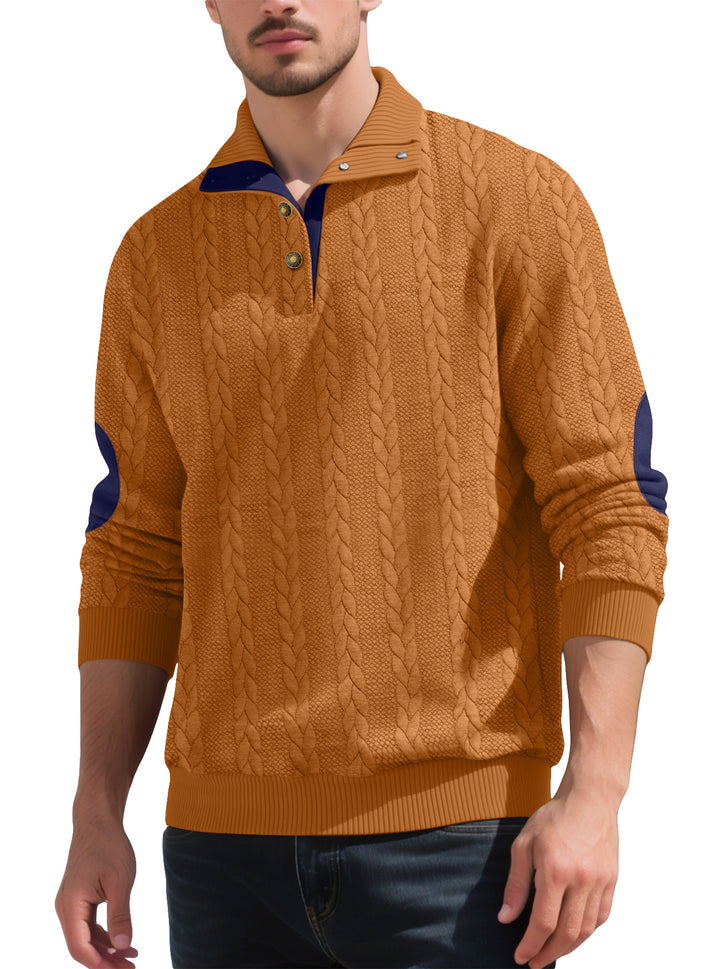 Herren modischer Strickpullover mit Knopfleiste und Kontrastdetails Echoarchiv