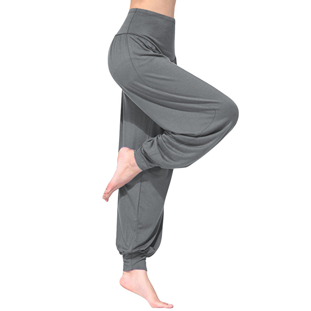 Damen Locker geschnittene Harem-Yoga-Hose mit hohem Bund und Elastikabschluss echoarchiv-