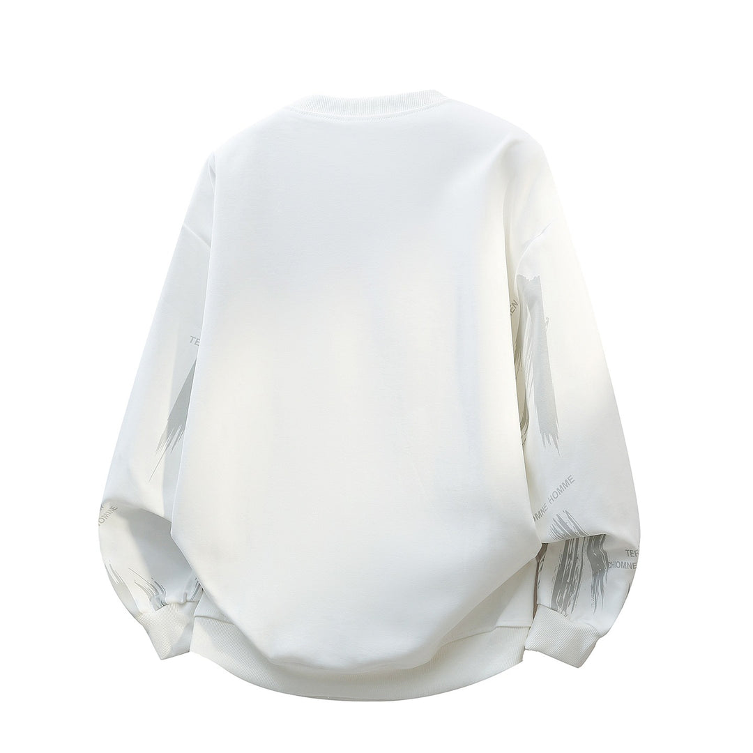 Herren Oversize Rundhals-Sweatshirt mit Pinselprint & elastischen Bündchen Echoarchiv