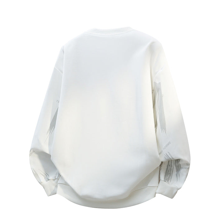 Herren Oversize Rundhals-Sweatshirt mit Pinselprint & elastischen Bündchen Echoarchiv