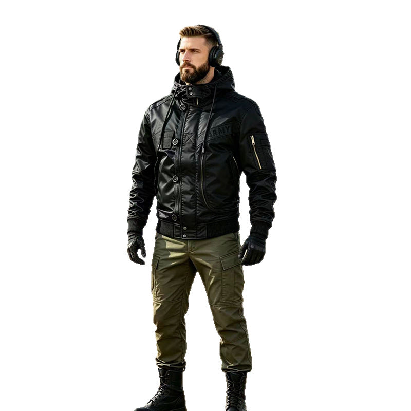 Herren Militärinspirierte Kapuzen-Bomberjacke mit Utility-Taschen Echo Archiv