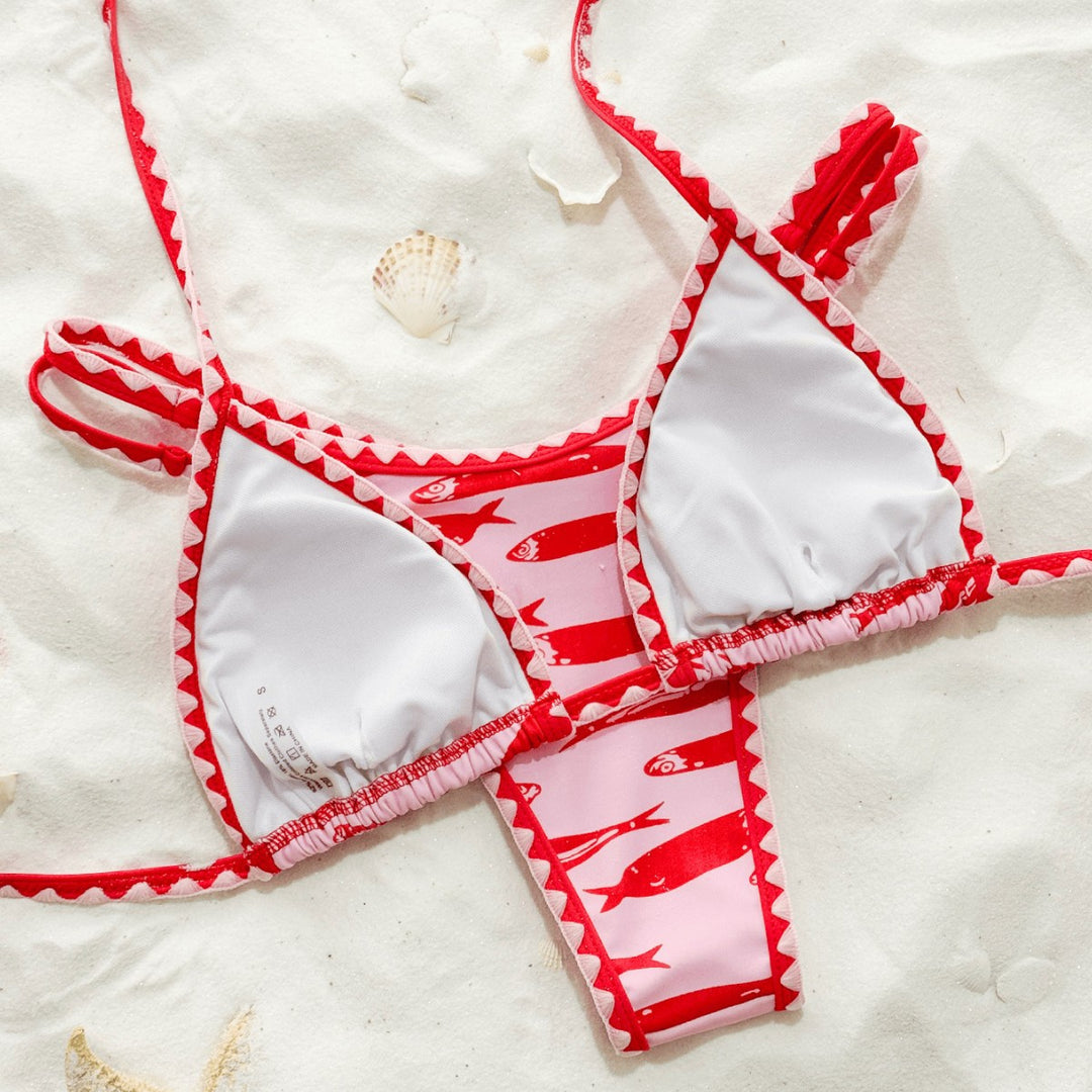 Damen Triangel-Bikini mit modischem Fischmotiv Echo Archiv