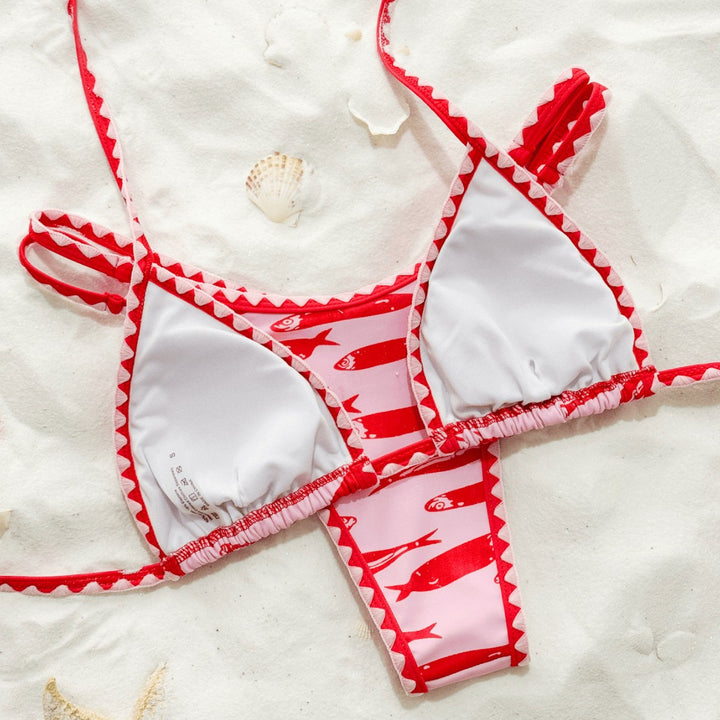 Damen Triangel-Bikini mit modischem Fischmotiv Echo Archiv