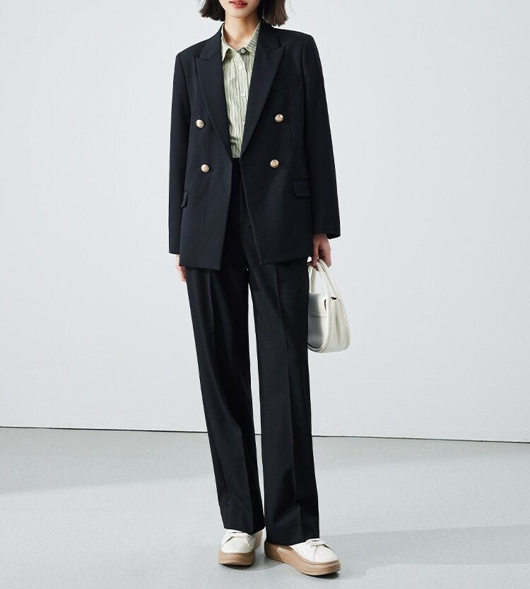 Damen Doppelreiher Blazer mit glänzenden Knöpfen Echoarchiv