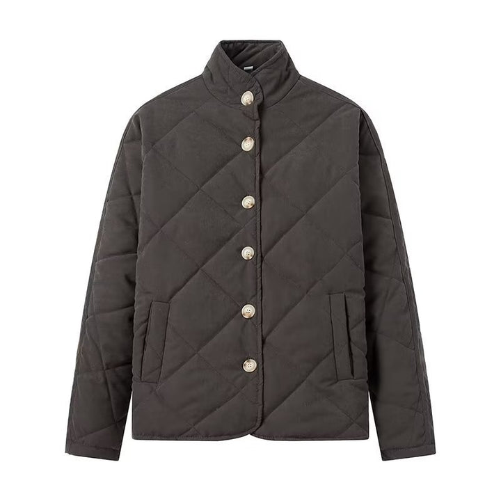 Damen Leichte gesteppte Kurzjacke mit Stehkragen und Knopfleiste Echo Archiv