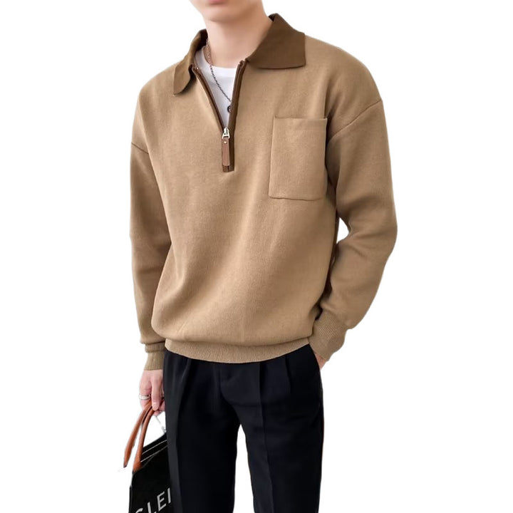 Herren Elegante Sweatjacke mit Stehkragen und Reißverschluss – Taviero