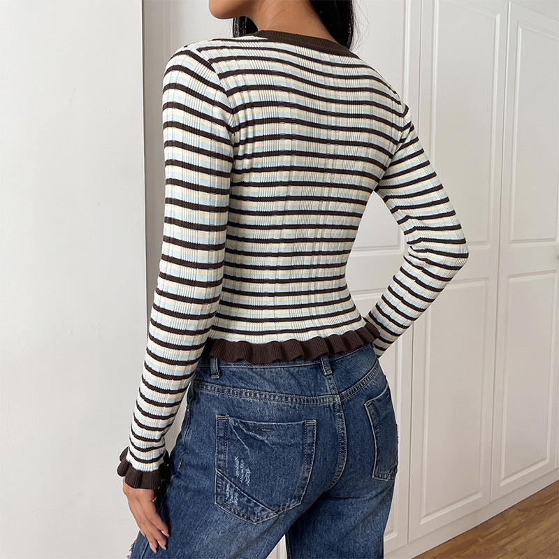 Damen Verspielt gestreiftes Crop-Top Echo Archiv