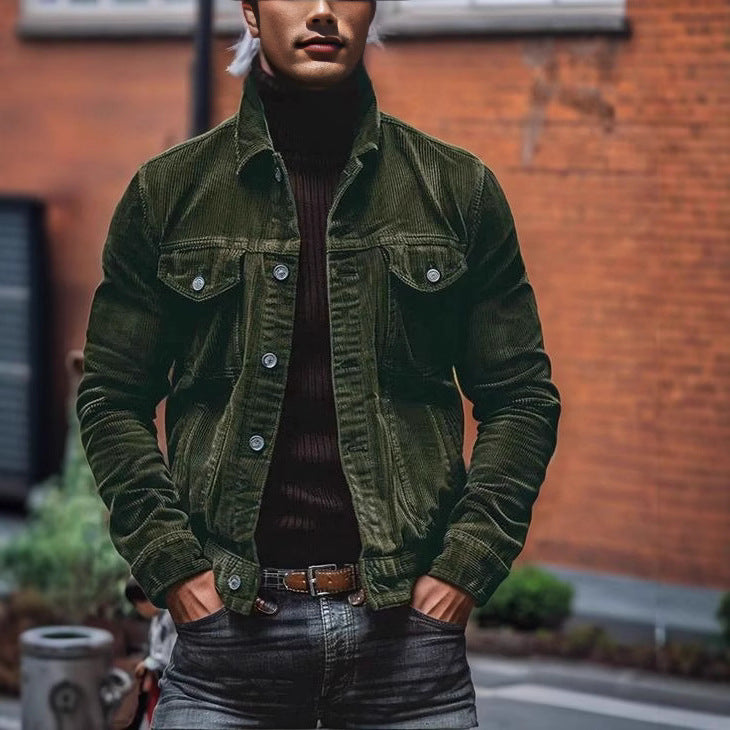 Herren Cordjacke im klassischen Design mit praktischen Brusttaschen und Knopfdetails Echoarchiv