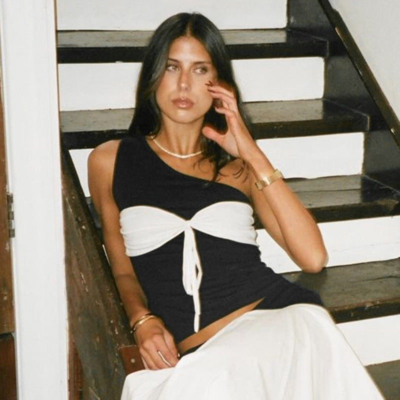 Damen asymmetrisches Crop-Top mit eleganten Wickeldetails Echo Archiv