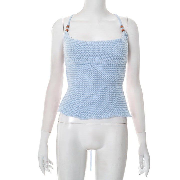 Damen luftiges Stricktop mit verstellbaren Trägern und dekorativem Saum Echo Archiv