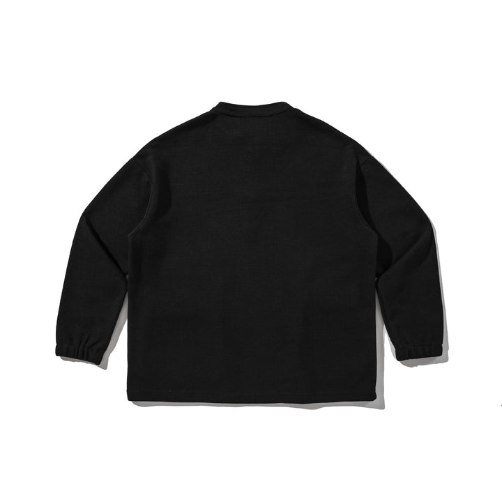 Herren Waffelstrick-Henley-Pullover mit Stehkragen, Druckknopfleiste und großen Utility-Taschen Echoarchiv