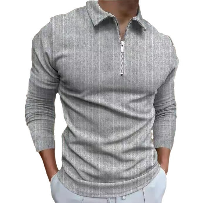 Herren sportliches Langarmshirt mit modernem Stehkragen Echoarchiv