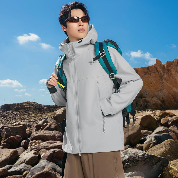Herren Softshell-Outdoorjacke mit Kapuze, winddicht und wasserabweisend Echoarchiv
