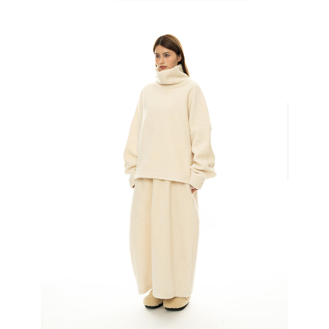 Damen Maxi-Rock aus Teddy‑Fleece mit hohem Elastbund und weitem Fall Echoarchiv