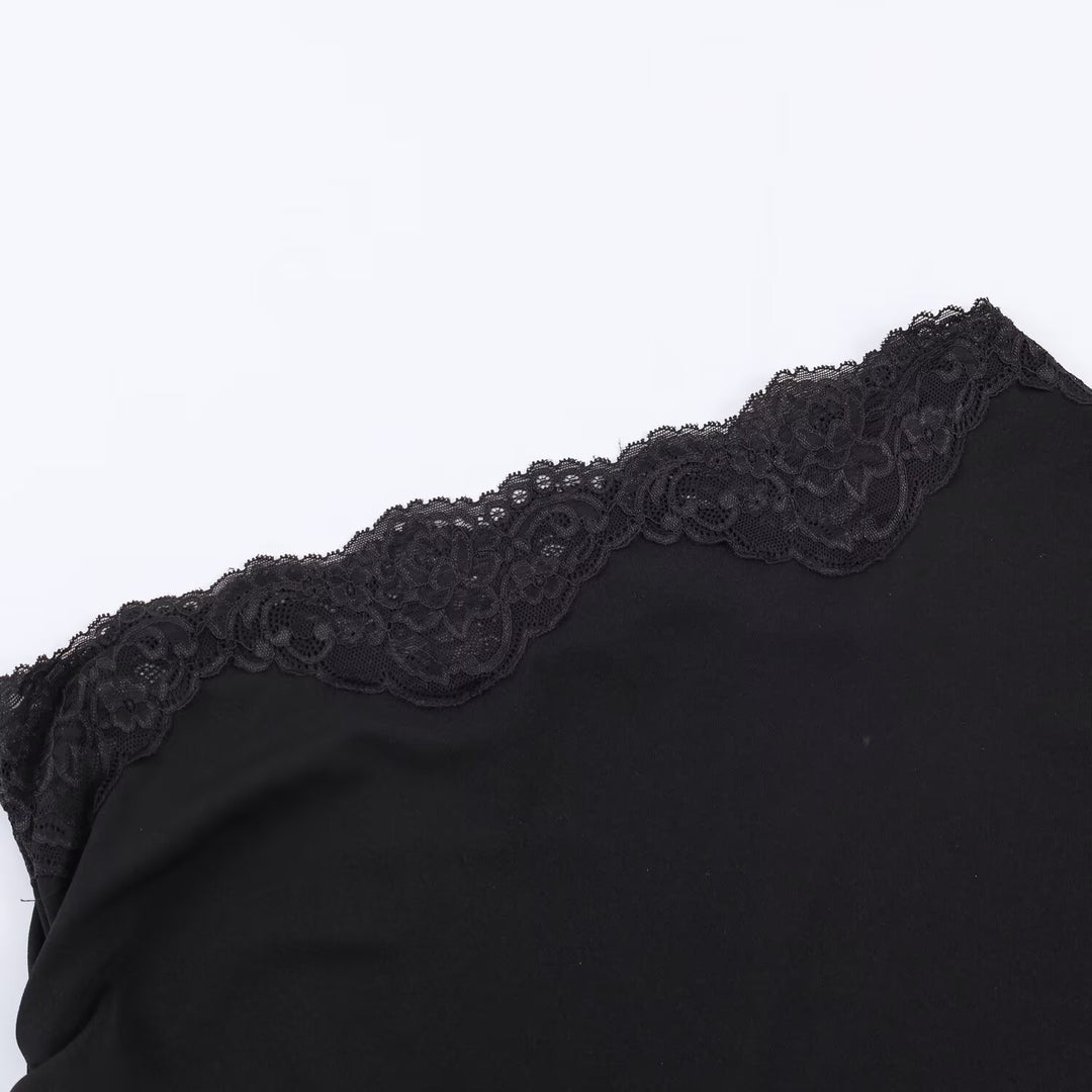 Damen asymmetrisches Spitzenoberteil mit eleganten Rüschendetails Echo Archiv