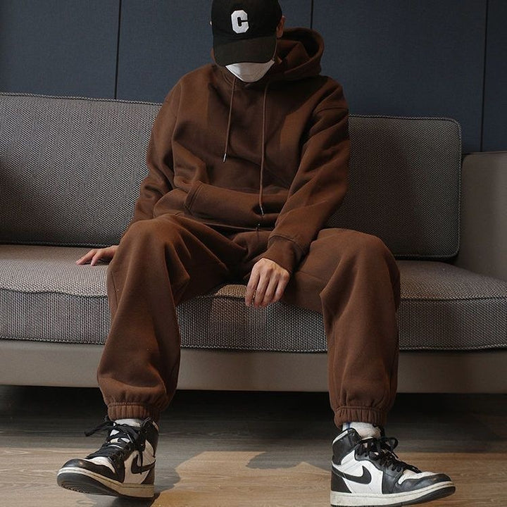 Unisex Oversize-Kapuzenpullover mit Kängurutasche und weiter Jogginghose aus French Terry Echo Archiv