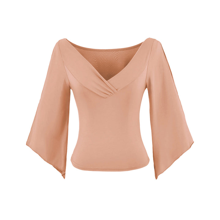 Damen Zweiteiliges Set aus drapiertem Top mit Fledermausärmeln und asymmetrischem Tellerrock Echoarchiv