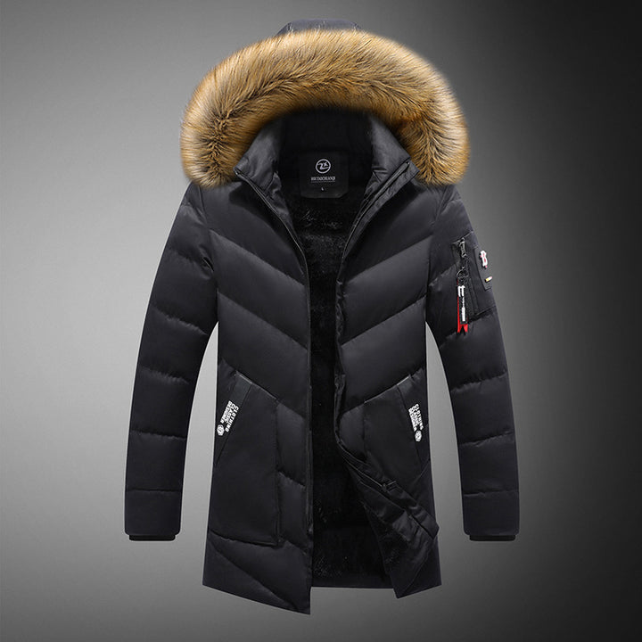 Herren gesteppte Winterjacke mit abnehmbarem Kunstfellkragen und praktischen Taschen Echoarchiv