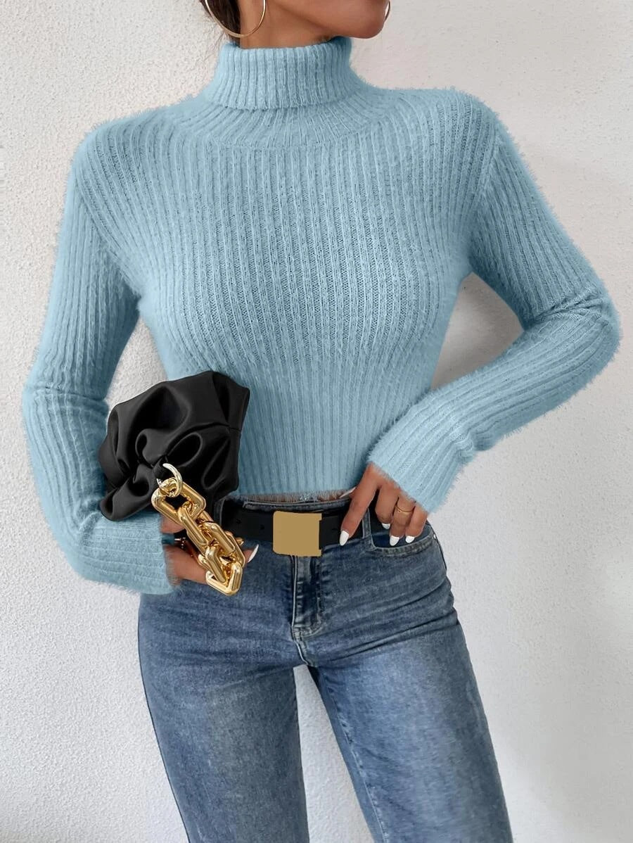 Damen Kurzer Rippstrick-Rollkragenpullover mit flauschiger Mohair‑Optik Echo Archiv