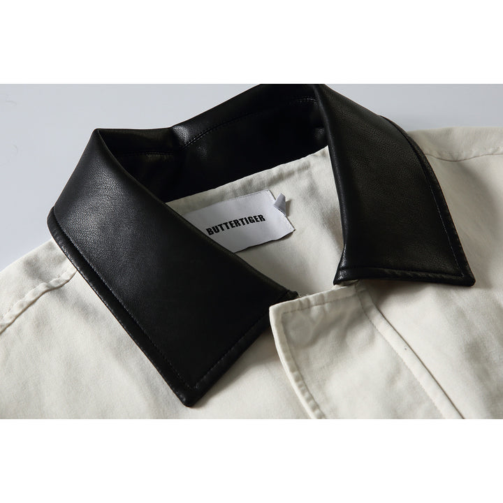 Herren Kurz geschnittene Boxy‑Blousonjacke mit Lederimitat‑Kragen, Tunnelzugsaum und Druckknopfmanschetten Echoarchiv