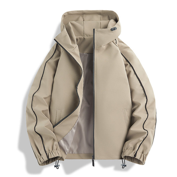 Unisex Leichte zweifarbige Wind- und Regenjacke mit Kapuze, Kordelzug und Reißverschlusstaschen Echoarchiv