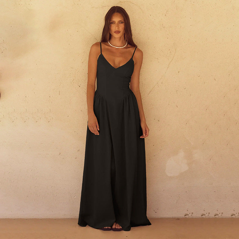 Damen Maxikleid mit eleganter V-Form und fließendem Stoff Echo Archiv