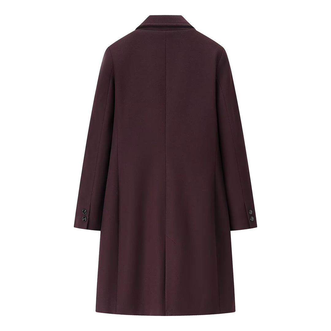 Damen Eleganter Longline-Wollmixmantel mit Reverskragen und Leistentaschen Echo Archiv