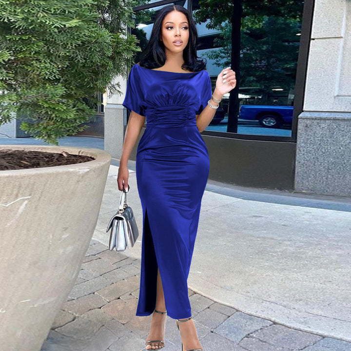 Damen Elegantes Maxikleid mit raffinierter Drapierung und hohem Schlitz Echo Archiv