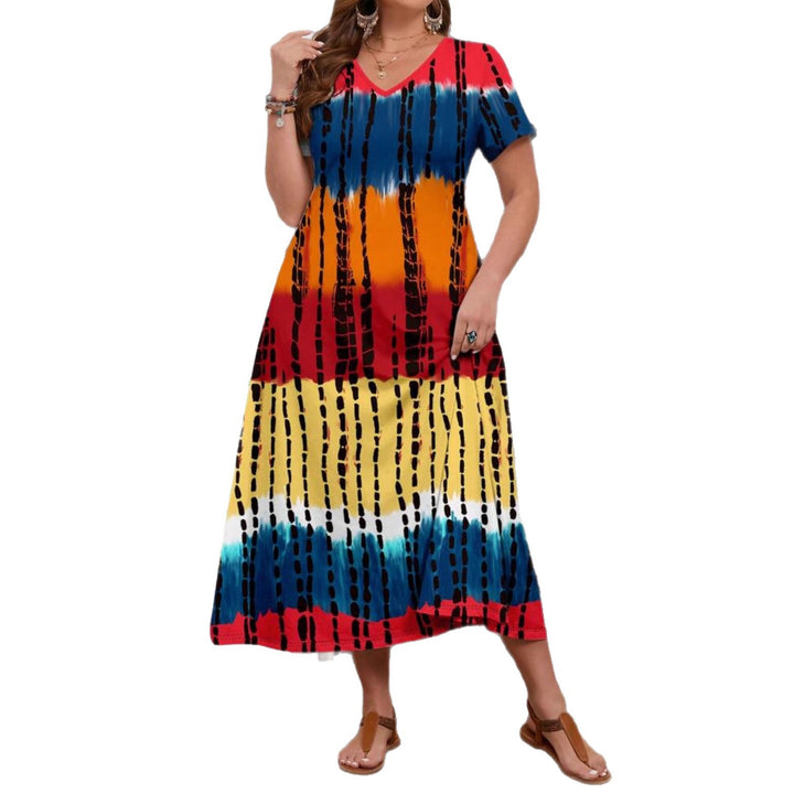 Damen Maxikleid mit modernem Farbverlauf und grafischem Muster Echo Archiv