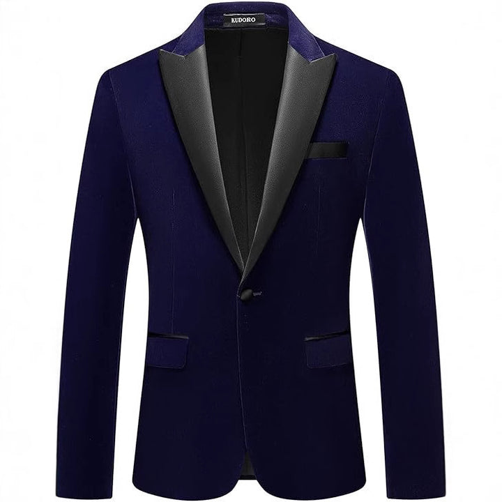 Herren eleganter Smokingblazer mit satinierter Revers und feiner Struktur Echoarchiv